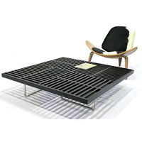 Table basse carrée noire réglable en bois de chêne, teck, noyer et frêne, design moderne haut de gamme pour salon d'hôtel