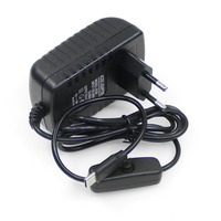 Adaptateur secteur Raspberry Pi 4B avec interrupteur marche/arrêt 5V 3A Micro USB Chargeur et prise UE Type-C Alimentation pour kits de modules électroniques