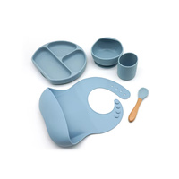 Ensemble d'alimentation manuel pour bébés et jeunes enfants, sans BPA, écologique, avec bavoir en silicone, bols à ventouse, assiette, cuillère, fourchette et ustensiles de repas