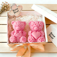 Ours en roses pour la Saint-Valentin, bougie aromatique, décoration créative faite à la main, cadeau de fête