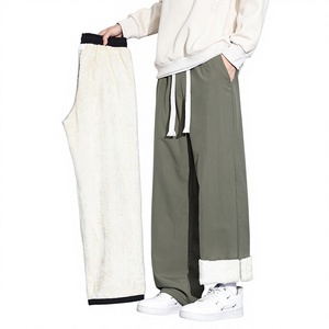 Pantaloni Casual da Uomo in Nylon, Vestibilità Ampia, Invernali, per Ragazzi Adolescenti, Gamba Larga, Foderati in Pile, Ispessiti - Product Image 1