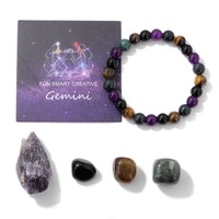 Pulsera de Amuletos del Zodíaco Vintage al por Mayor, 12 Signos, Piedras de Nacimiento, Amuletos de la Suerte, Joyería Unisex con Cordón Elástico