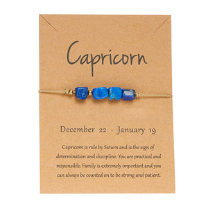 Pulsera <span class=keywords><strong>del</strong></span> zodiaco de doce constelaciones tejida hecha a mano de piedra natural de moda de mujer al por mayor - Product Image 1