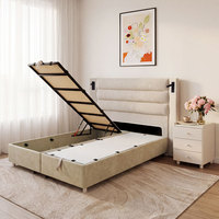 Lit de rangement modulaire lumineux réglable et durable de style européen avec charnières à clic extra-résistantes, tailles Full/Queen/King, garantie