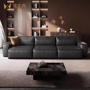 Sofá Eléctrico de Cuero Minimalista Italiano, Sofá Cama Retráctil Automático Ajustable de Línea Recta para Sala de Estar - Product Image 2