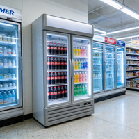 Réfrigérateur vertical pour boissons avec porte vitrée pour supermarché, vitrine réfrigérée pour boissons, réfrigérateur Coca-Cola