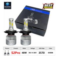 Phares LED de voiture SunRise S2PRO H7 12V 48W 8000LM 6500K IP67 étanches, nouvelle version haute luminosité, installation facile, ajustement universel