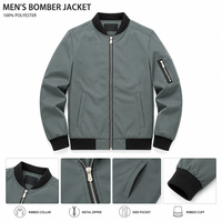 Blouson Bomber Homme Personnalisé avec Logo, Léger en Polyester, Zippé, Style Baseball, Veste Décontractée Streetwear, Coupe-Vent, Vente en Gros OEM