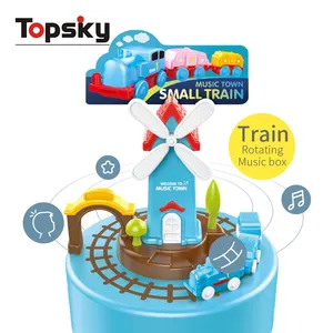 Easily Assemble 360 Degrees Rotating Train Musical Box Plastic Decoration Christmas Creative Music Box Toy