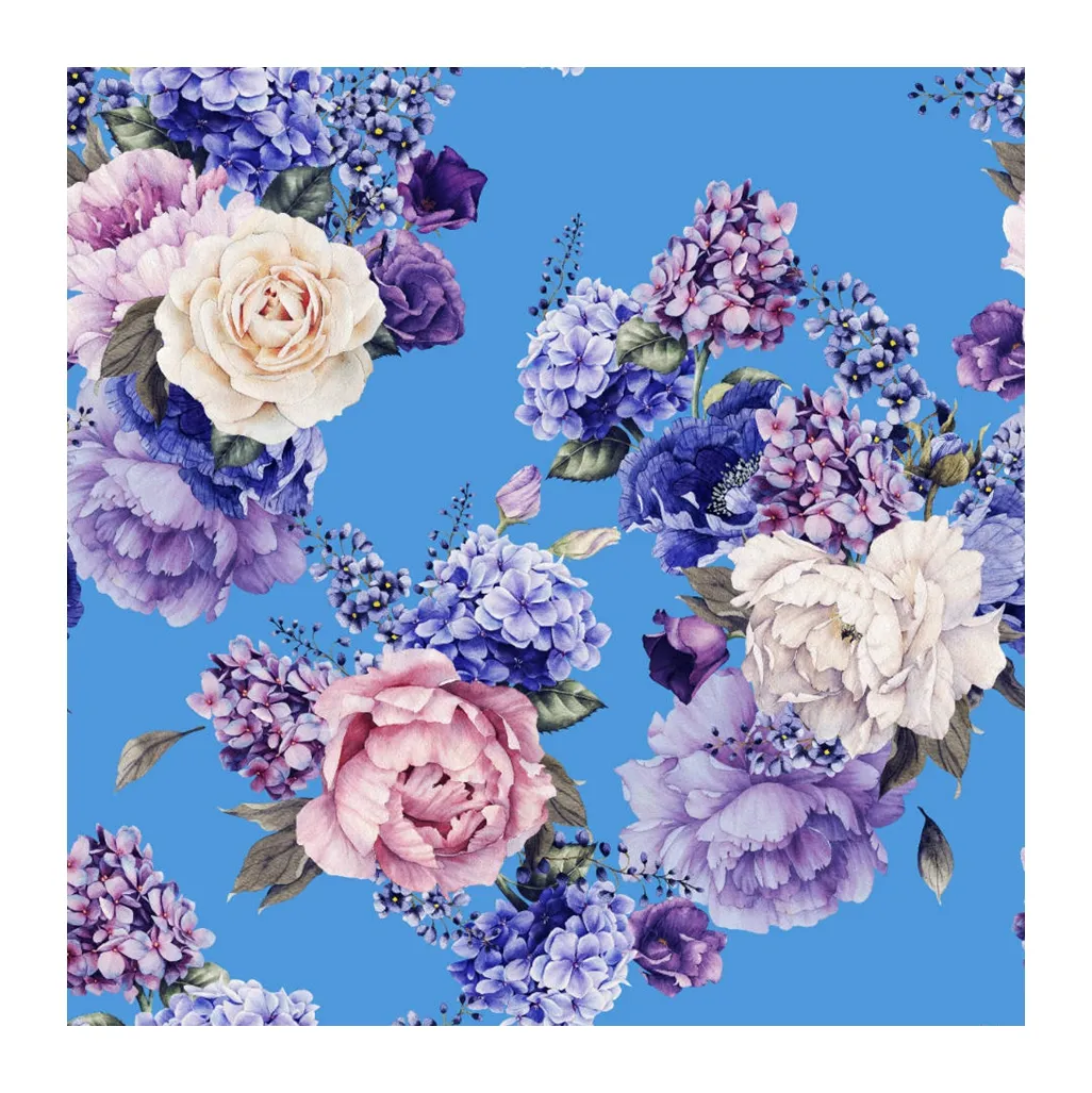 polyester 75D soft crepe customized pattern gallery tropical wind digital printing for lady floral short dress fabric