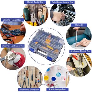 Custodia Premium 2 lati PVC piccole parti 34 scomparti porta attrezzi Organizer con divisori in plastica rimovibili OEM - Product Image 4