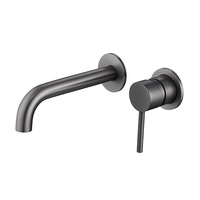 Robinet de lavabo mural encastré en cuivre, moderne et minimaliste, à poignée unique, avec cartouche céramique, intégré par fusion à chaud, électroplaqué, Chine