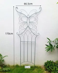 Wholesale metal climbing pergola clematis rose iron flower stand floor-mounted butterfly fence garden climbing bracket