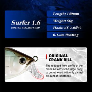 Honoreal 140mm 56g 0-1.6m Grand Leurre Flottant Dur Minnow Jerkbait avec Lèvre et Billes Sonores pour Toutes les Eaux - Product Image 3