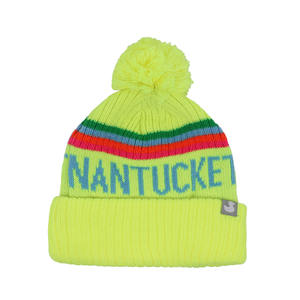 Bonnet tricoté personnalisé avec logo brodé, doublure satinée OEM, vente en gros, design couleur brillante, unisexe, avec pompon, pour l'hiver - Product Image 1