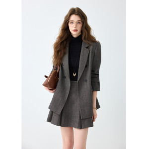 Mier xw1921 + c217 nữ rắn dệt len/Rayon Velour duy nhất nút chống nhăn kinh doanh phù hợp với pantsuit thiết lập v-cổ cổ áo đầy đủ - Product Image 5