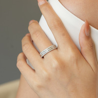 Bague de luxe en argent S925 à trois rangs de moissanite, alliance éternité en argent sterling 925 à coupes mélangées