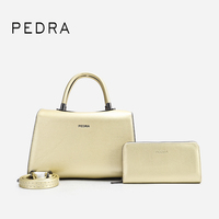 Conjunto de Bolso de Mano PEDRA de Cuero PU Multicolor con Cartera a Juego y Correa de Hombro Desmontable para Uso Diario