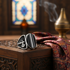 Oval Onyx Stone Ottoman Design <b>Men's</b> <b>Ring</b> Turkish Handmade Wholesale Authentic Silver <b>Men</b> <b>Ring</b> - Product Image 3