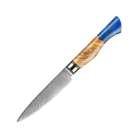 5 inch utilitymes VG10 Damascus staal keukenmes fruitmes met blauw hars handvat