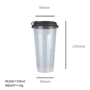 अनुकूलित लोगो 600 मिलीलीटर मोटी पुनः प्रयोज्य pp प्लास्टिक बोबा दूध चाय कप ढक्कन के साथ पारदर्शी एकल दीवार 90 मिमी व्यास कॉफी कप - Product Image 6