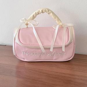 <b>Large</b> Capacity Portable <b>Bow</b> Travel Toiletry Skincare Products Organizer Hand Carry Gift Bag New Makeup Bag for Women - Product Image 4