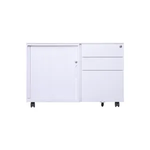 Tambour door design big metal mobile cabinet combination 3 drawers mobile caddy pedestal