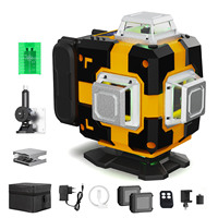 Kit de niveau laser 4D 16 lignes à ligne verte, professionnel, autonivelant électronique 360°, avec 2 batteries rechargeables