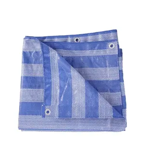 quality-assured new fashion professional manufacturer 8*9 m 160 gsm blue and white stripe pe tarpaulin sheet