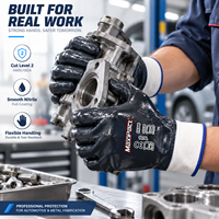Gants de travail MaxiPact imperméables, entièrement enduits de nitrile lisse, résistants aux coupures niveau B, doublure en coton jersey, manchette de sécurité, usage intensif