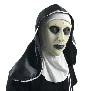 Toptan yüksek kalite konserve parlaklık rahibe maskesi korku maskeleri cadılar bayramı korku maskesi
