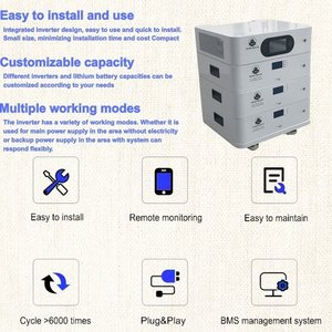 Banco de Baterías de Litio LiFePO4 Apilable de Alto Voltaje IP65 CAN, <span class=keywords><strong>Precio</strong></span> de Fábrica, Sistema Solar Híbrido para el Hogar de 20-30KW - Product Image 2