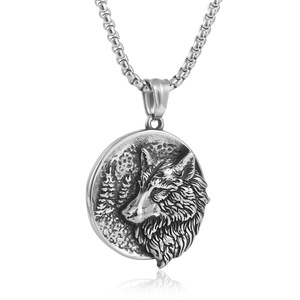 Collar con Colgante de Lobo, Acero Inoxidable, Diseño Animal Plateado, Cadena de Regalo para Hombre, 3.0*60cm - Product Image 1