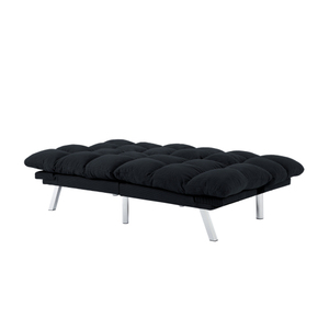 Canapé-lit moderne multifonctionnel pliable <span class=keywords><strong>2</strong></span> places en tissu velours pour chambre à coucher, salon et appartements (noir) - Product Image 2