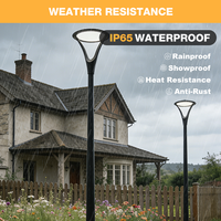 Lampadaire d'extérieur sur pied avec anneau supérieur et lumière douce, alimentation CA, indice IP65, LED, aluminium + PC opale, garantie 3 ans, intensité variable