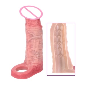 OS-ADL5089 Silicone Penis Cover 17.6cm Skin Feeling <b>Dildo</b> Sheath Cock Extender Delay Ejaculation Condom Sex Toys for Men Couple - Product Image 1
