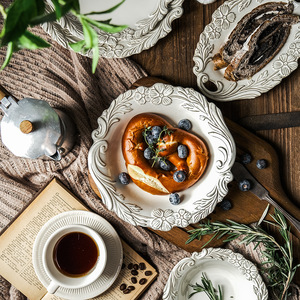 Tazón de Fideos Lamian Vintage, Plato de Cena de Porcelana, Platos de Alivio <span class=keywords><strong>Dim</strong></span> <span class=keywords><strong>Sum</strong></span>, Plato de Encaje, Vajilla de Cerámica - Product Image 2
