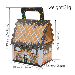 DAMAI Christmas Ornament Gift Boxes for Candy Cookies Sugars Paper Packaging with Festive House Handle for Food Use - Product Image 4