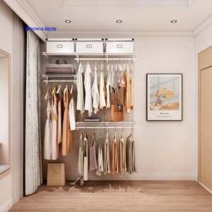 アメリカンスタイルエコフレンドリーパウダーコーティング壁棚クローゼットシステム十分な吊り下げスペース調整可能なブラケットリビングルーム - Product Image 3