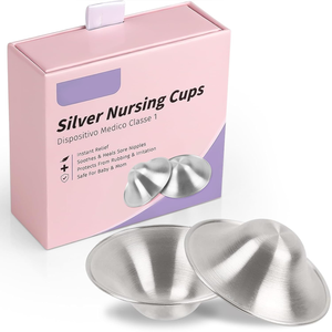 Nuovi Scudi per Capezzoli in Argento 999 Personalizzabili con Logo, Riutilizzabili, Dimensioni 46*16mm/55*17mm per l'Allattamento al Seno - Product Image 5