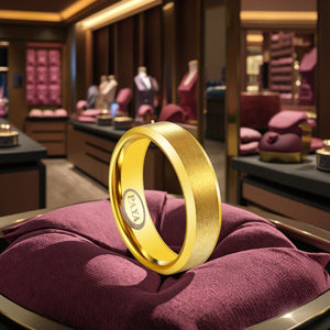 새로운 디자인 높은 광택 8mm 넓은 14K 18K 21k 골드 도금 사우디 골드 텅스텐 반지 보석 - Product Image 1