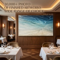 Pintura Abstracta Contemporánea del Océano sobre Lienzo, Acrílico con Textura Gruesa, Dibujo Manual 3D para Dormitorio/Comedor, Proyectos Hoteleros