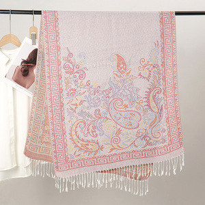 Classical Vintage Design <strong>Paisley</strong> Cashew Flower <strong>Scarf</strong> Tassel Slit Colorful Shawl High Definition Jacquard <strong>Scarf</strong> for Women - Product Image 2