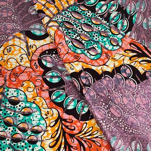 Ankara 6 Yards Coton Hollan Wax Tissus 100% Tissu Imprimé Cire Motif Floral Africain Tissu Paillettes Dorées pour Robes de Femmes - Product Image 2