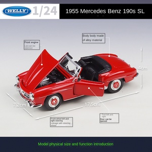 WELLY 1:24 Voiture métallique Mer-ce-des Benz 1955 Modèle classique <span class=keywords><strong>190SL</strong></span> Modèle réduit de voiture en alliage pour collection et cadeau d'anniversaire - Product Image 2
