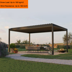 Gazebo da Giardino con Persiane Impermeabili, <span class=keywords><strong>Pergola</strong></span> in Alluminio con <span class=keywords><strong>Tetto</strong></span> Retrattile per Esterni - Product Image 3