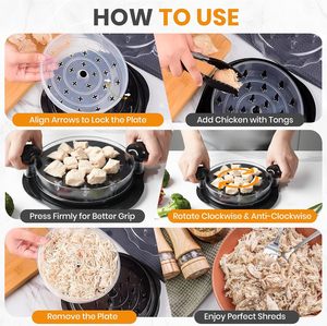Triturador de Pollo Redondo de Plástico Resistente, Libre de BPA, Irrompible, con Tapa Transparente Ecológica y Mango Giratorio para Uso en la Cocina del Hogar - Product Image 6