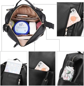 Sac à dos à langer en cuir pour femme, sac <span class=keywords><strong>de</strong></span> voyage pour bébé, sac à dos d'extérieur pour maman avec matelas à langer et sangles <span class=keywords><strong>de</strong></span> poussette - Product Image 4