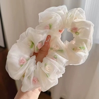 Vente en gros de chouchous en organza polyvalents et volumineux pour filles, en tissu à haute élasticité avec bande en caoutchouc écologique, style doux