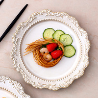 Assiettes à dîner en céramique de style palais, vintage, baroque français, gaufrées, vaisselle européenne, assiettes à dîner de style occidental, assiettes à soupe
